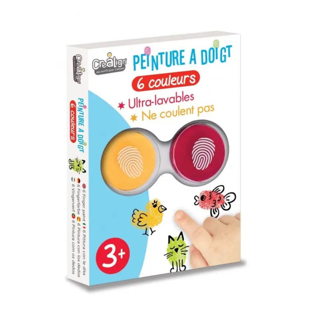 suebidou Fingerfarbe Finger-Tintenbox 6 Farben für einfaches Fingerpainting, Vielseitige Farbpalette