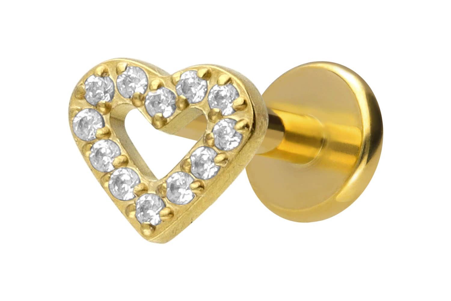 PIERCINGLINE Piercing-Set Titan Labret mit Innengewinde KRISTALLHERZ (Labre günstig online kaufen