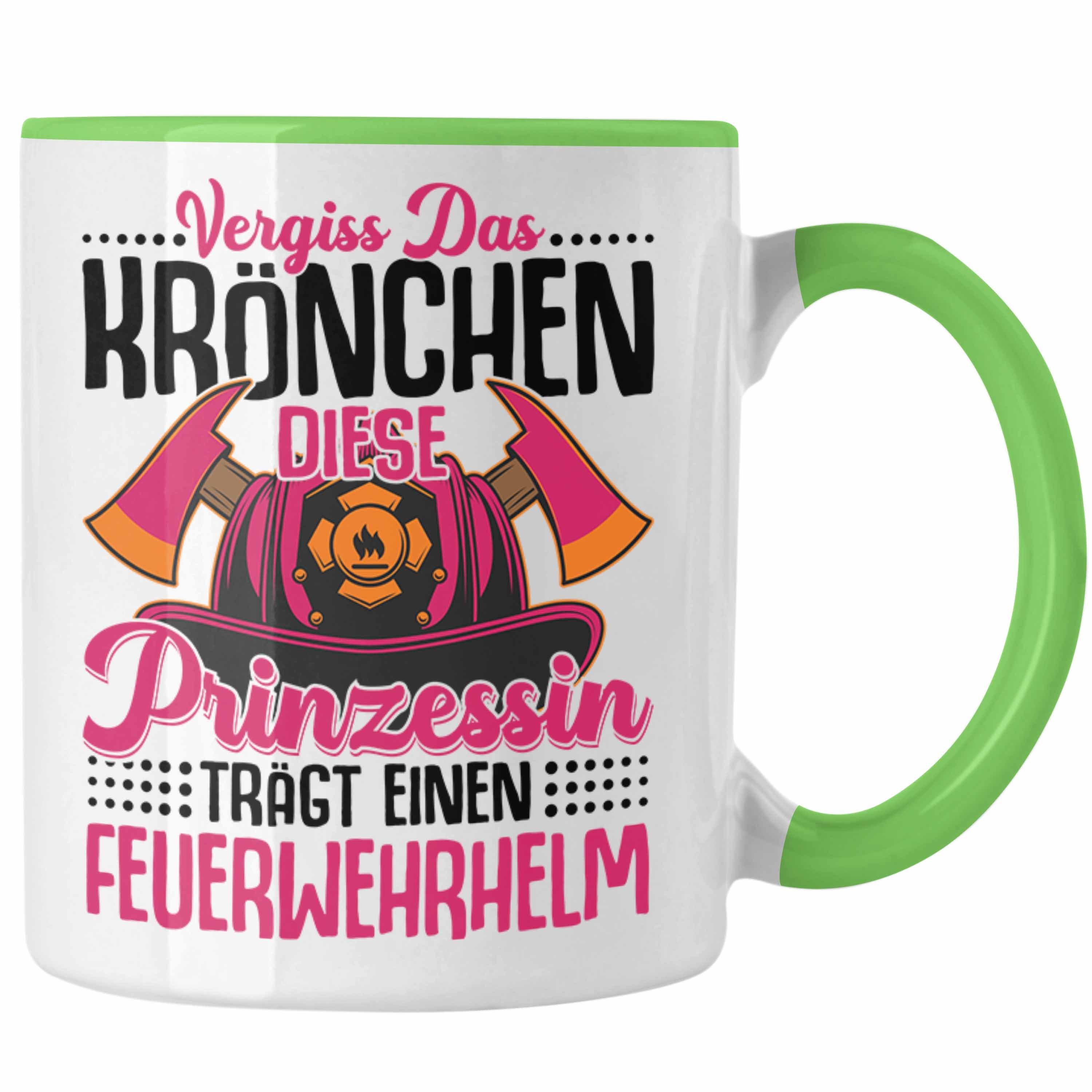 Trendation Tasse Tasse Feuerwehrfrauen Frau Das Frauen Krönchen Grün Geschenk Trendation Vergiss Spruch Geschenkidee Feuerwehr 