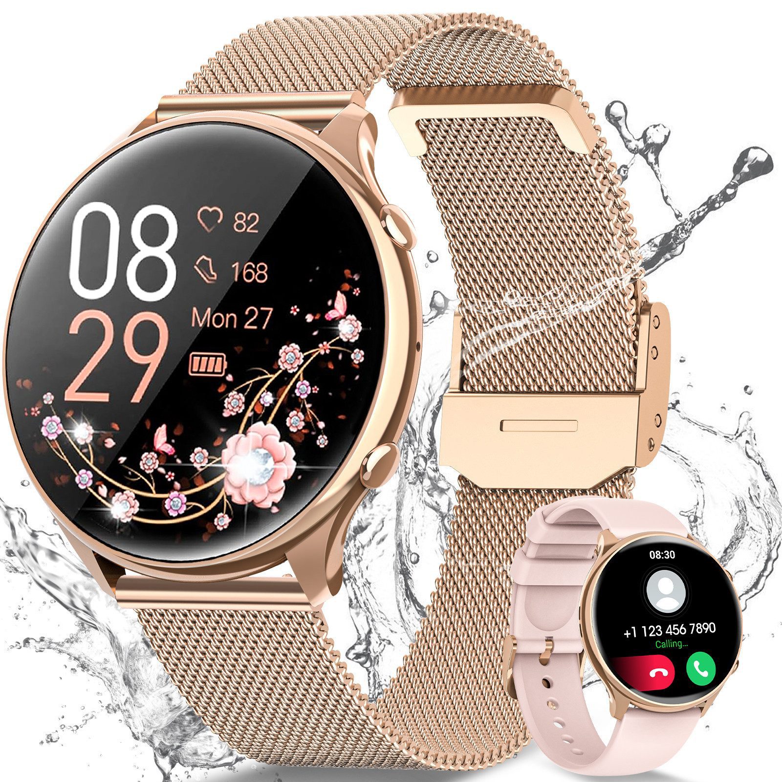 2025 Neueste Smartwatch Damen mit Bluetooth-Anruf und 100+ Sportmodi Smartwatch