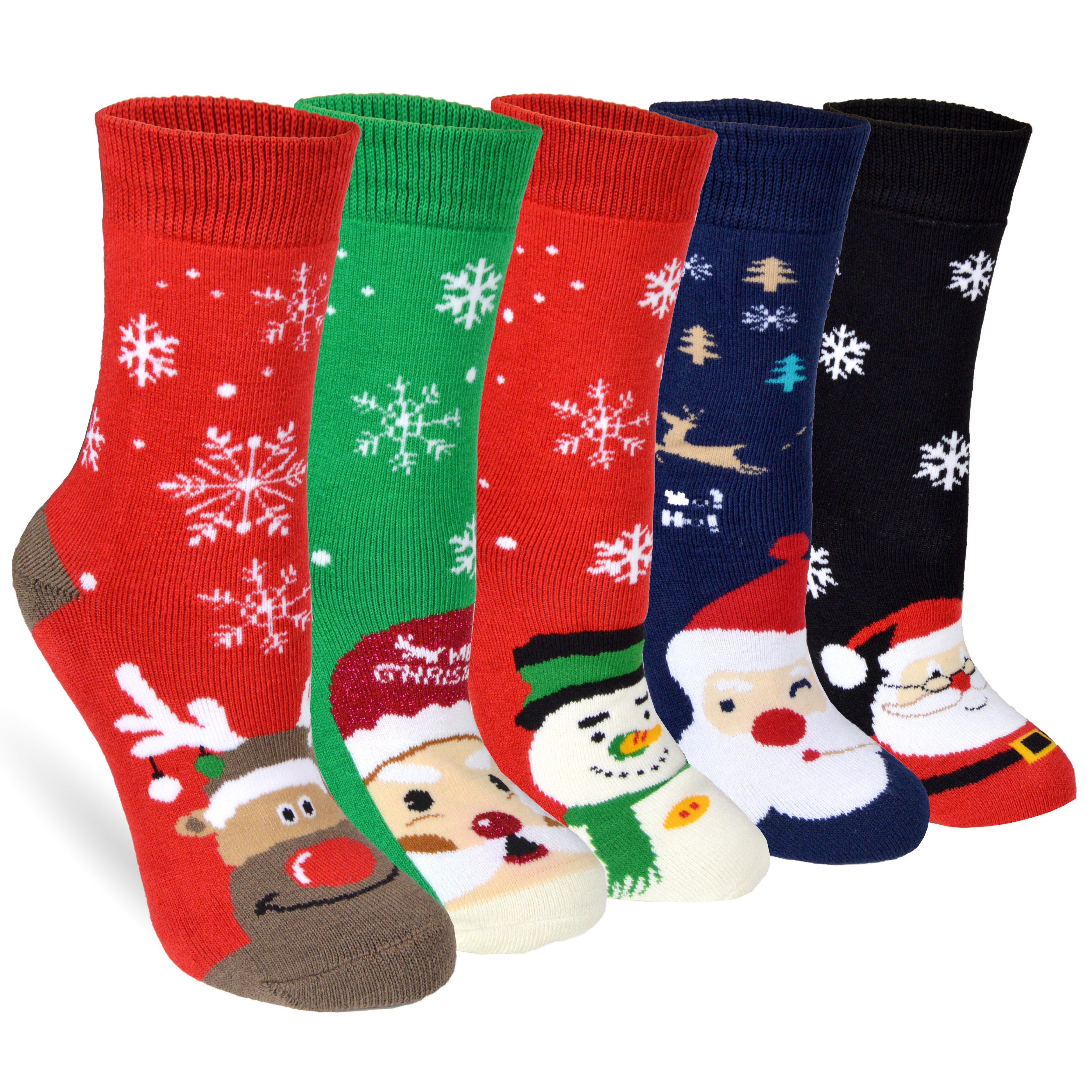 Frostfighter Thermosocken Damen Weihnachtssocken (6 Paar) Anitipilling Innenfutter, Vollfrottee Innenfutter