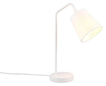 Reality Leuchten Tischleuchte BUDDY, 1-flammig, H 45 cm, Weiß matt, Metall, ohne Leuchtmittel, Stoffschirm, Schwenkbarer Lampenschirm