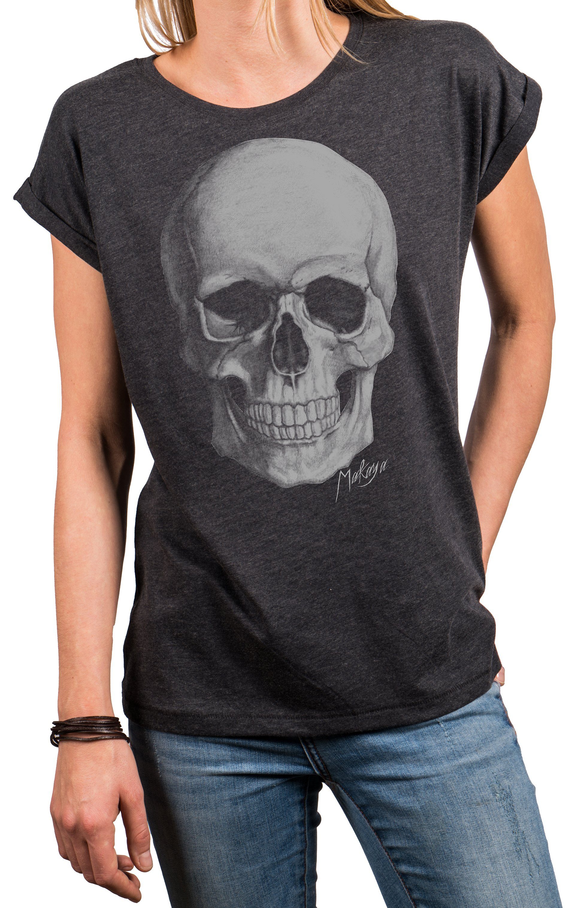 Print-Shirt Sexy Skull Rock Shirt für Damen - Oversize Sommer Tunika locker lässig