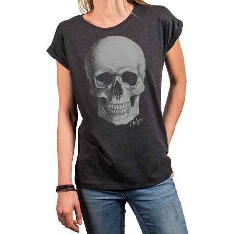 MAKAYA Print-Shirt Sexy Skull Rock Shirt für Damen - Oversize Sommer Tunika locker lässig (elegant, schwarz, blau, grau) große Größen
