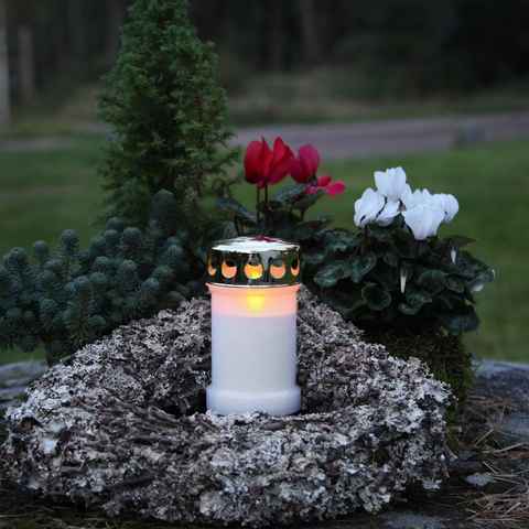 MARELIDA LED-Kerze LED Grablicht Grabkerze Grableuchte flackernd 1200h Leuchtdauer weiß (1-tlg)