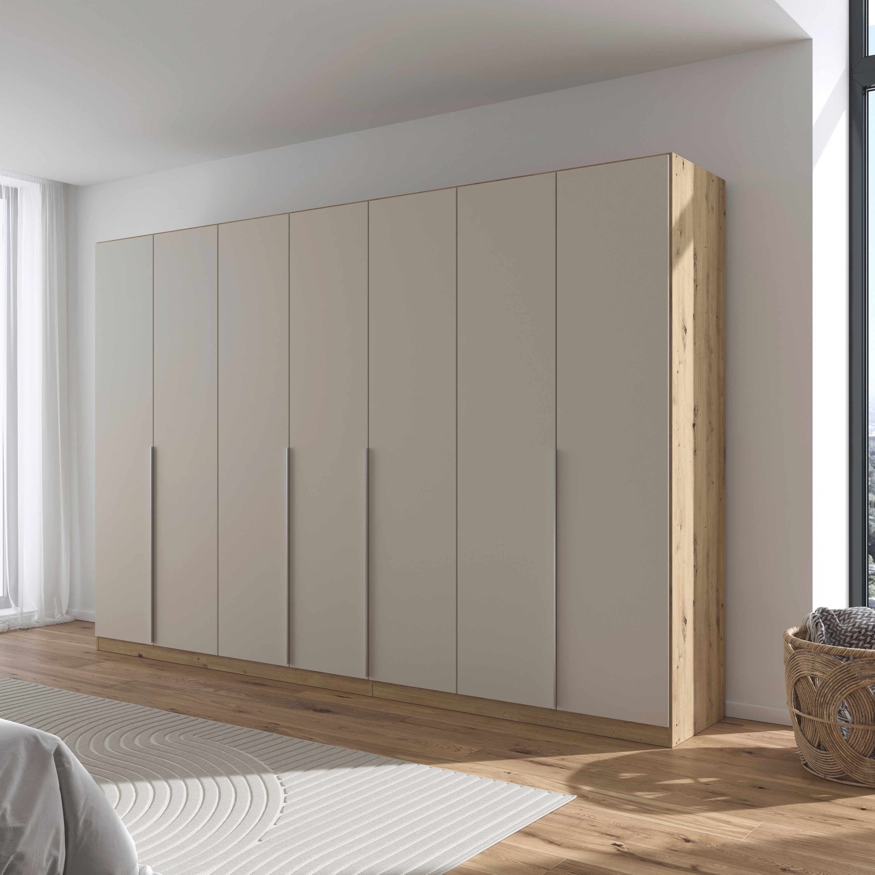 OTTO home Drehtürenschrank Kleiderschrank Schrank Garderobe AGORDO Schlafzimmer (in zwei Griff-Farben, Breiten 91-405 cm, Dekor- oder Hochglanzfront) durchdachte Innenausstattung, in 8 Breiten und 2 Höhen MADE IN GERMANY