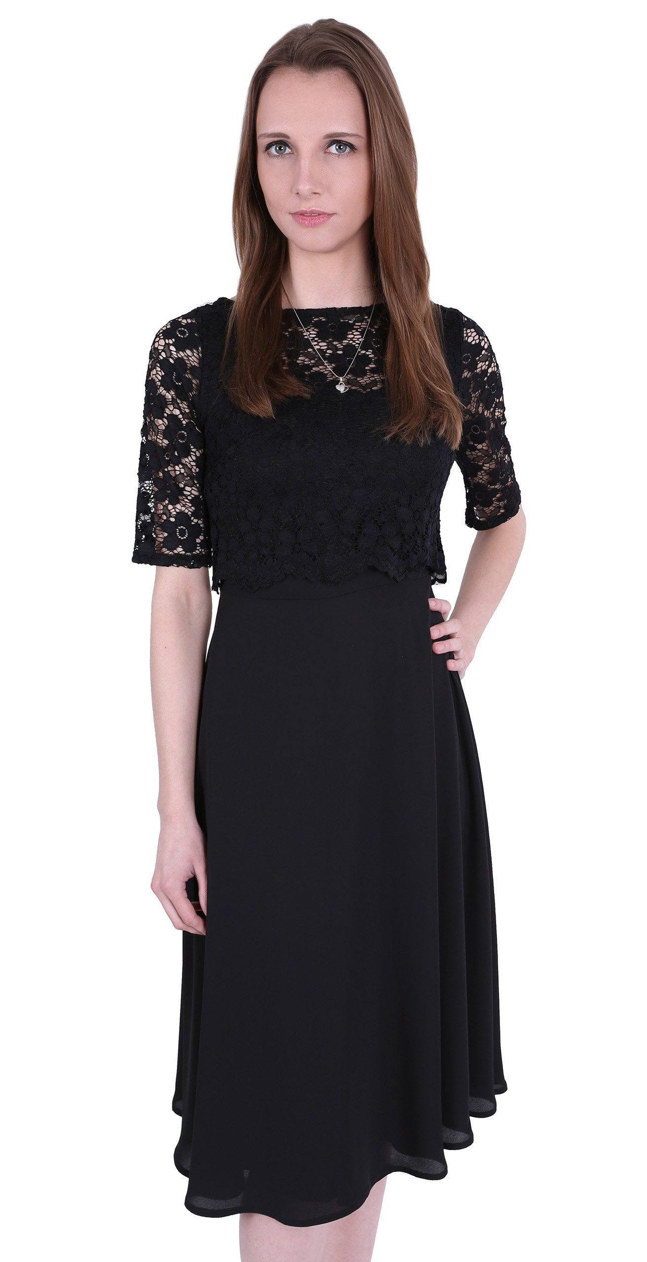 Sarcia.eu Spitzenkleid Schwarzes Midikleid mit Spitze John Zack S