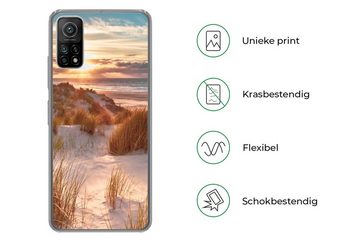 MuchoWow Handyhülle Düne - Pflanzen - Sonnenuntergang - Strand - Meer, Phone Case, Handyhülle Xiaomi Mi 10T, Silikon, Schutzhülle