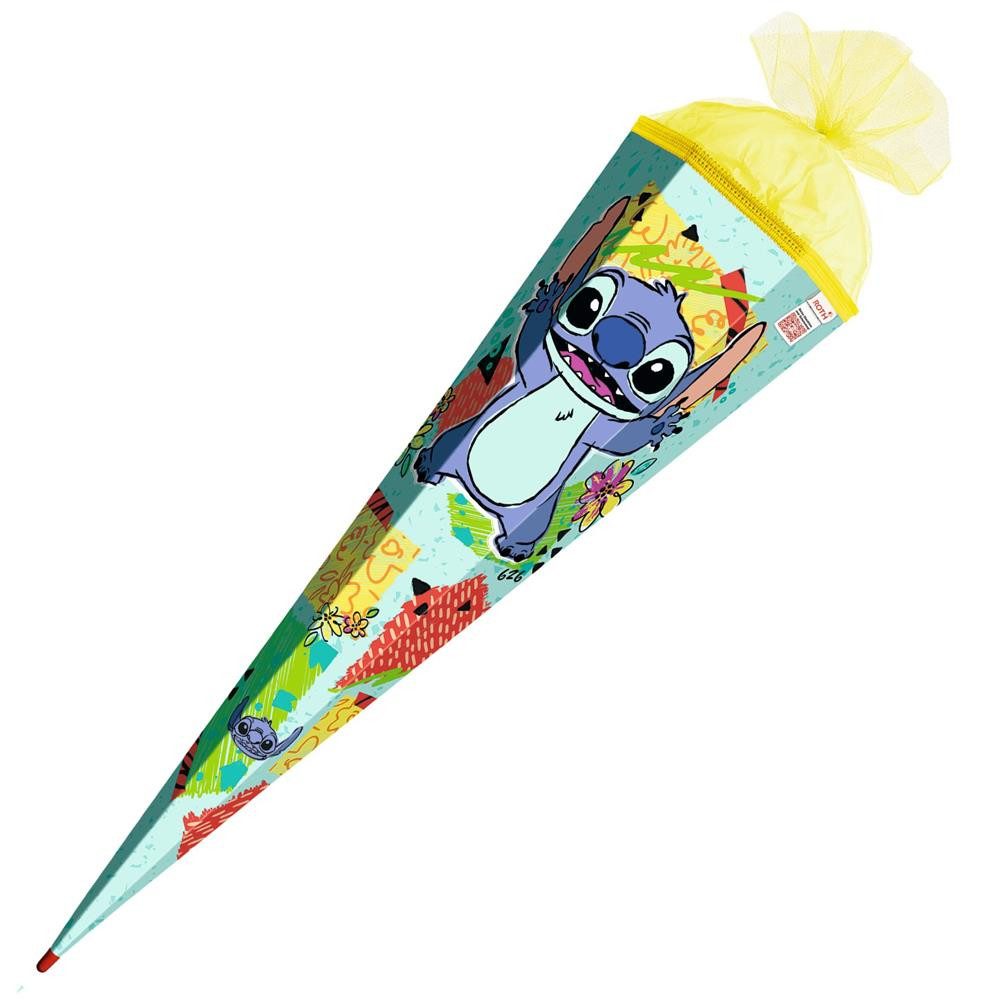 Roth Schultüte Disney Stitch, 100 cm, XXL-Zuckertüte, 6-eckig, mit Tüllverschluss und Rot(h)-Spitze