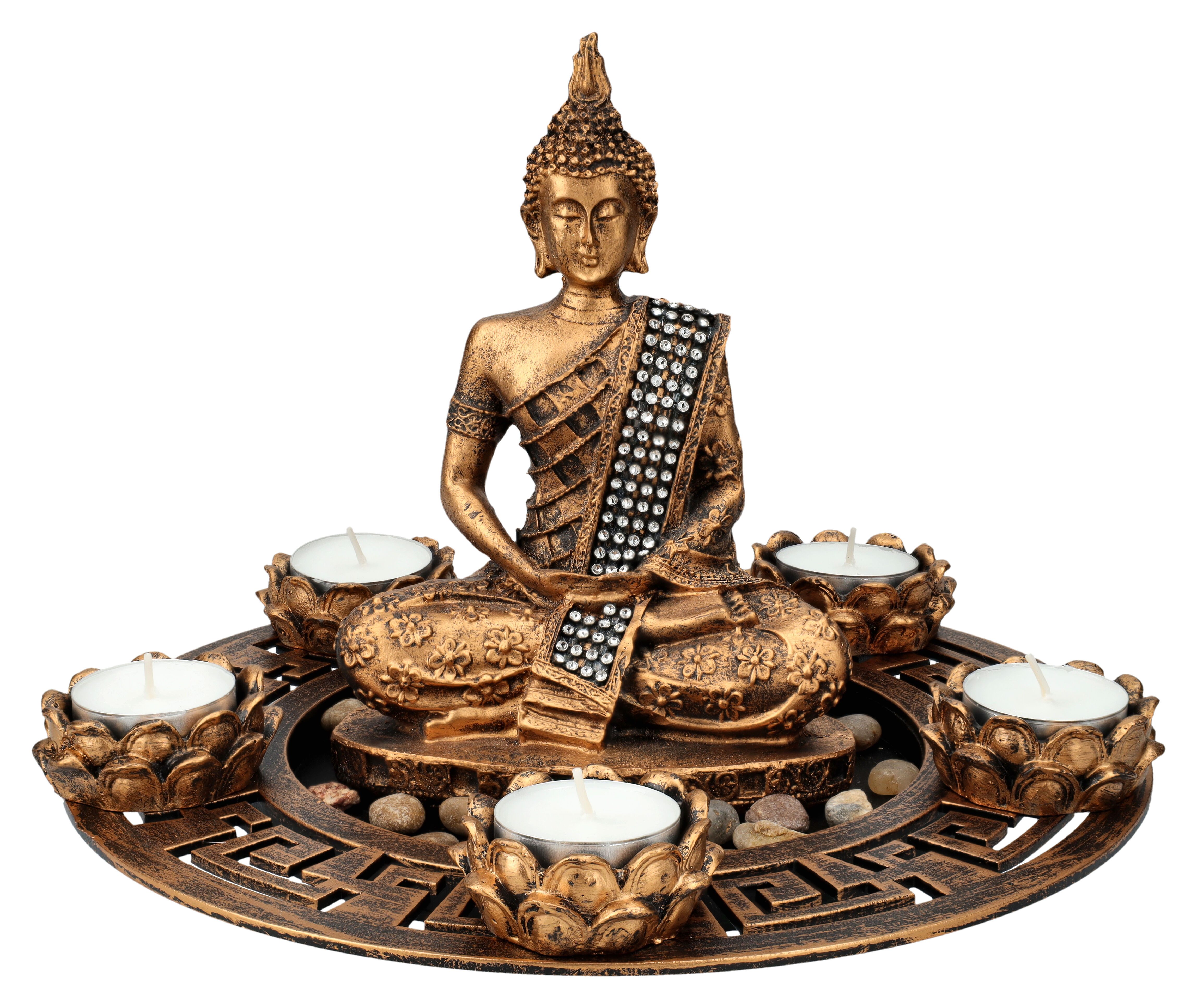 Figuren Shop GmbH Teelichthalter Buddha Figur als fünffach Teelichthalter b günstig online kaufen