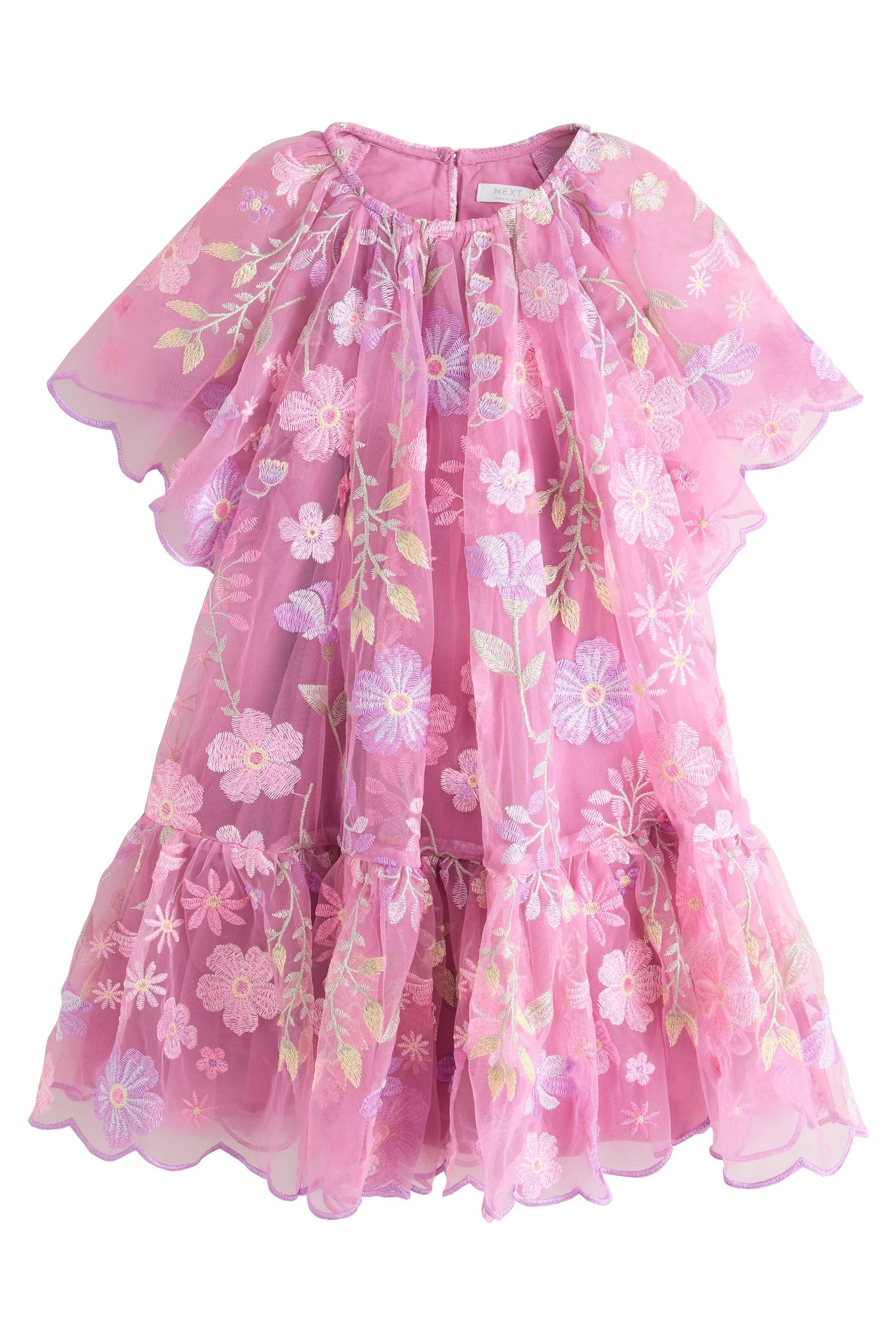 Next Jerseykleid Gestuftes, festliches Kleid mit Blumenstickerei (1-tlg)
