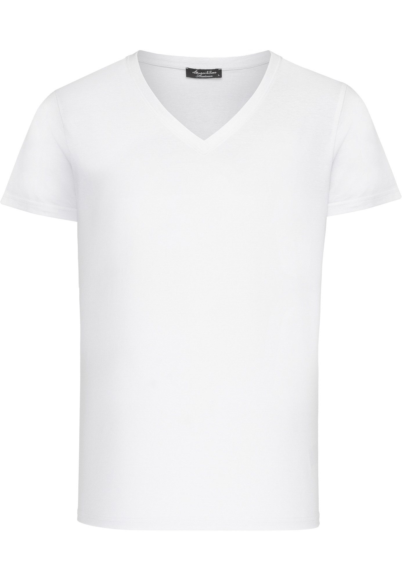 Amaci&Sons T-Shirt EUGENE Basic T-Shirt mit V-Ausschnitt Herren Einfarbig V günstig online kaufen