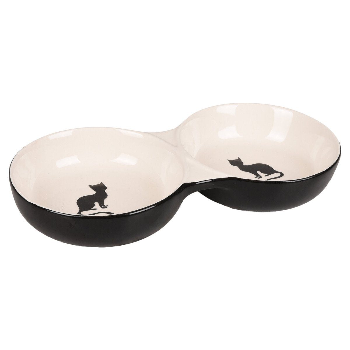 Napf-Set Napf Katze Nala Keramik doppelt schwarz/weiß