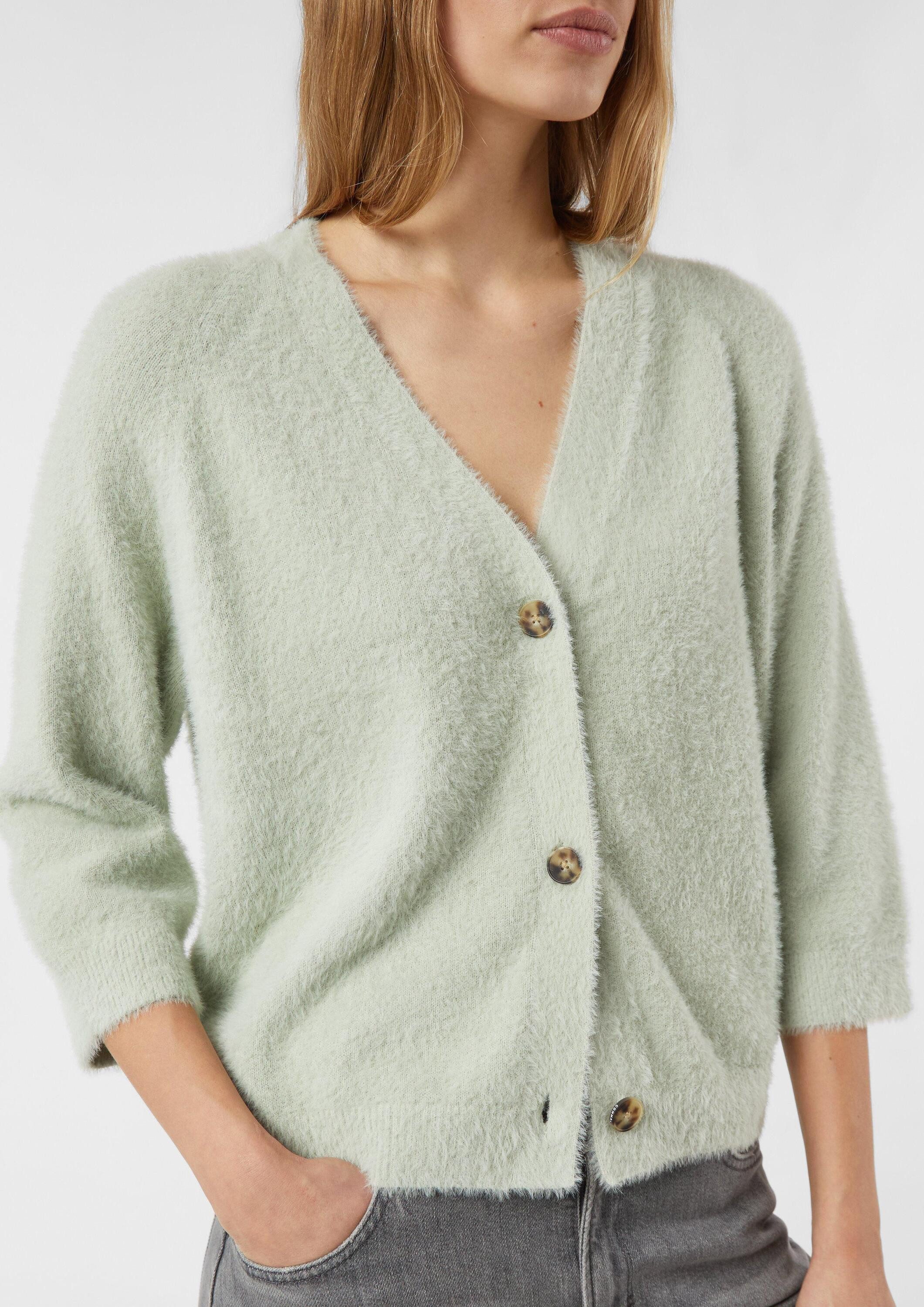comma Cardigan Strickjacke Flauschiger Strickcardigan mit 3/4-Ärmeln