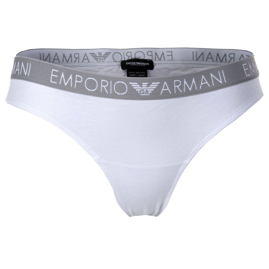 Slip Emporio Brazilian Weiß/Schwarz - Armani 2er Stretch Briefs Damen Pack Slips,