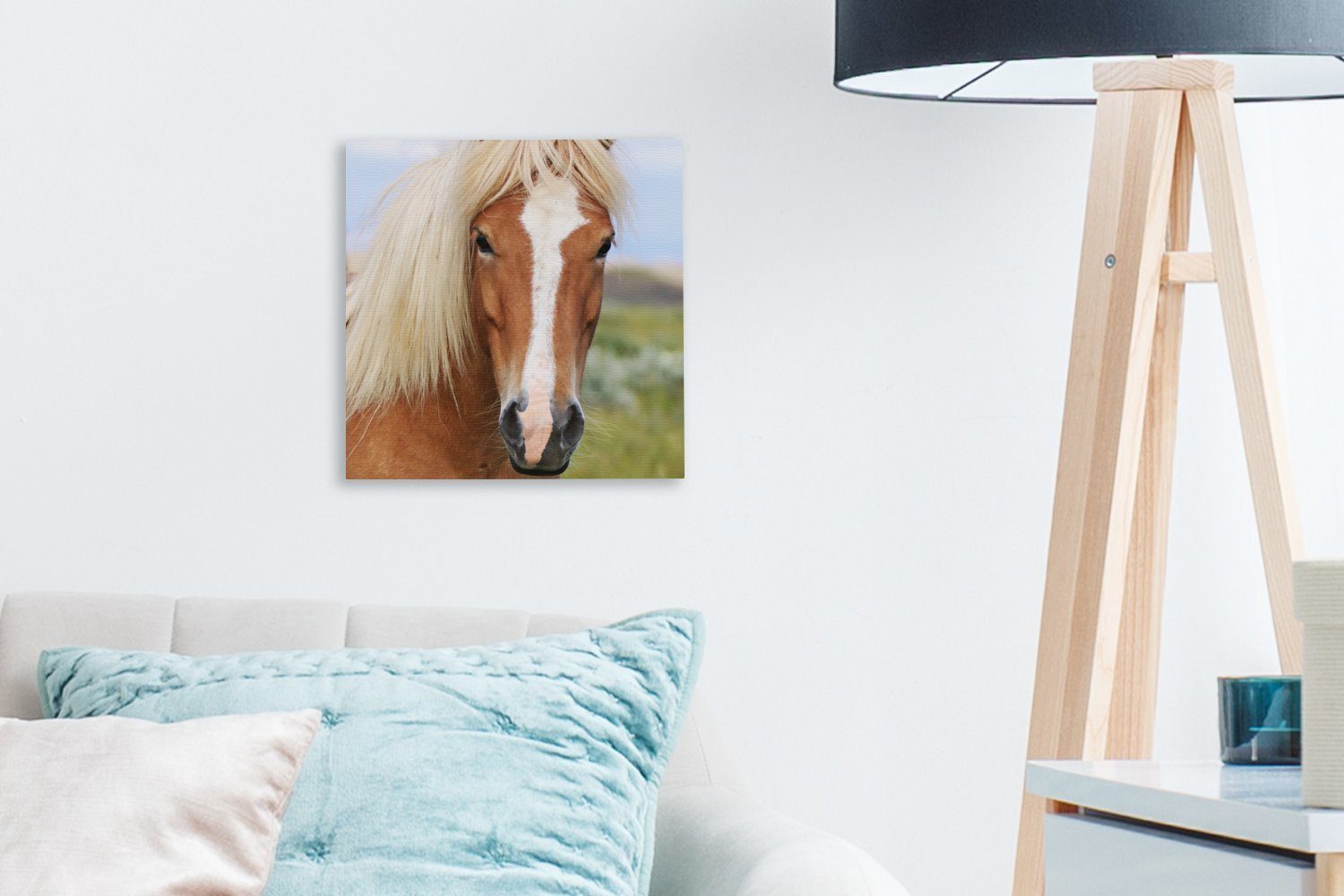 OneMillionCanvasses® Leinwandbild Porträt eines Islandpferdes, (1 Schlafzimmer Leinwand Bilder für Wohnzimmer St)
