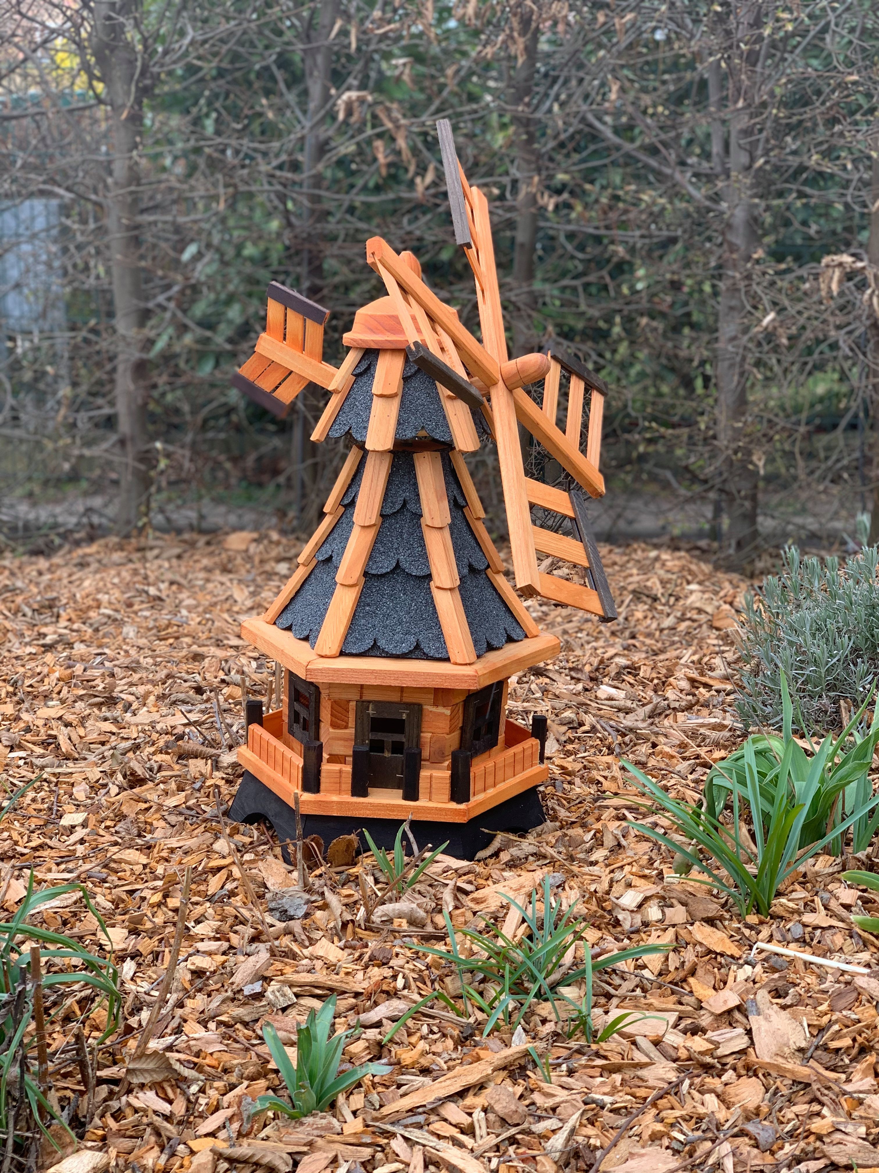 Holzdekoladen Deko-Windrad Garten-Windmühle Holz 70 cm kugelgelagert drehbar Deko