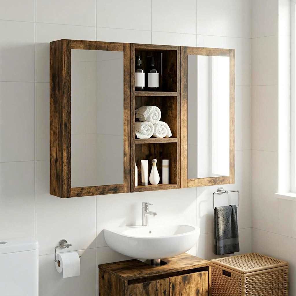 vidaXL Badezimmerspiegelschrank Badezimmer-Wandschrank Räuchereiche 20 x 10 x 50 cm (1-St)