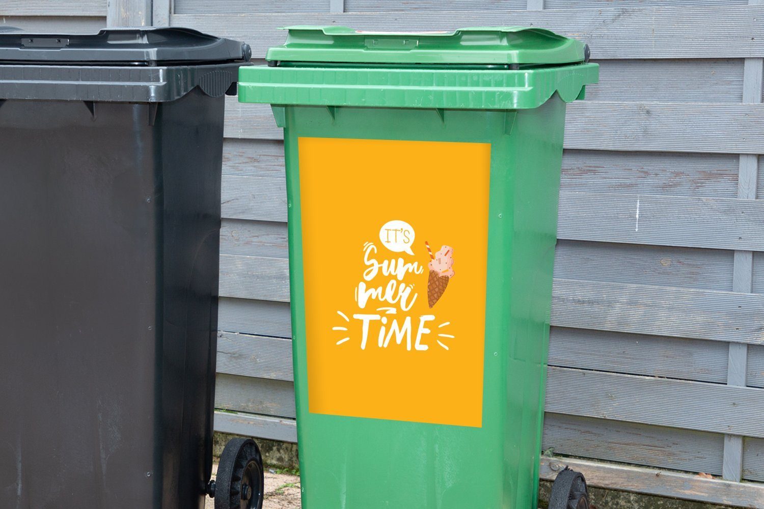Mülltonne, Mülleimer-aufkleber, St), Wandsticker MuchoWow Abfalbehälter - - Sticker, (1 Eiscreme Gelb Rosa Container,
