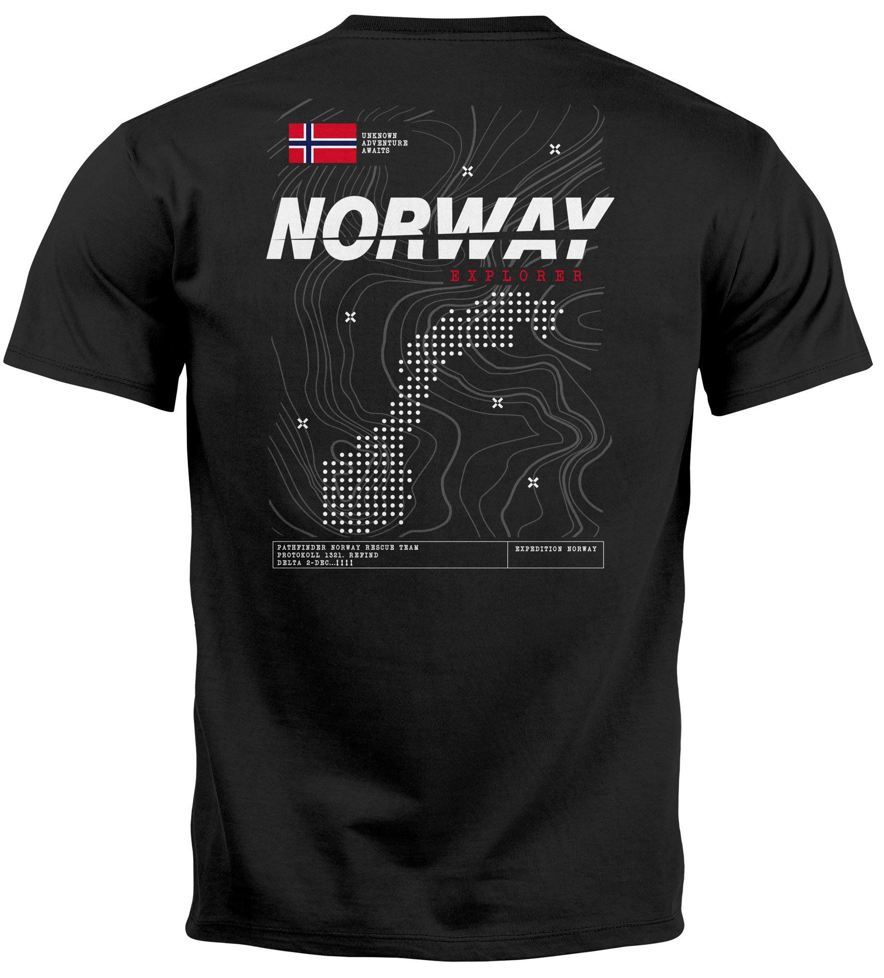 Neverless Print-Shirt Herren T-Shirt Backprint Norwegen günstig online kaufen