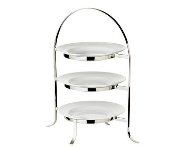 EDZARD Etagere Sina, Messing, Tellerhalter für Servierplatten, 3 Etagen, Esstisch Deko, versilbert