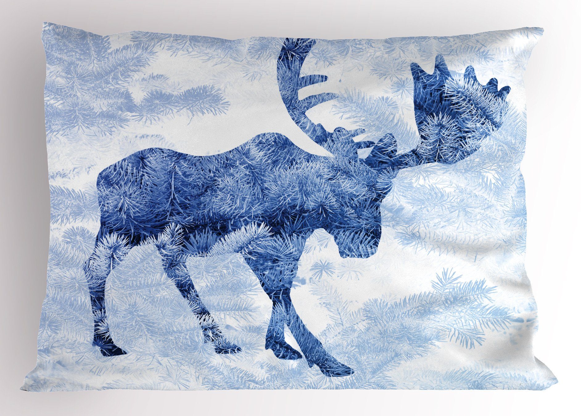 Winter Standard Abakuhaus Blauer Elch Antlers Dekorativer Kissenbezug, Gedruckter (1 Size Baum Stück), Kissenbezüge King
