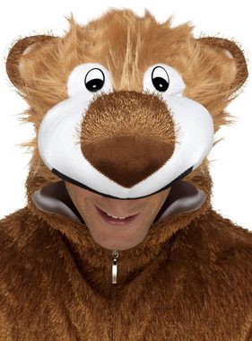Smiffys Kostüm Flauschiger Löwe Kapuzenoverall Kostüm, Gemütlicher Einteiler mit Tierkapuze