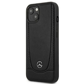 Mercedes Handyhülle Case iPhone 15 Plus Echtleder schwarz Stern Logo 6,7 Zoll, Kantenschutz