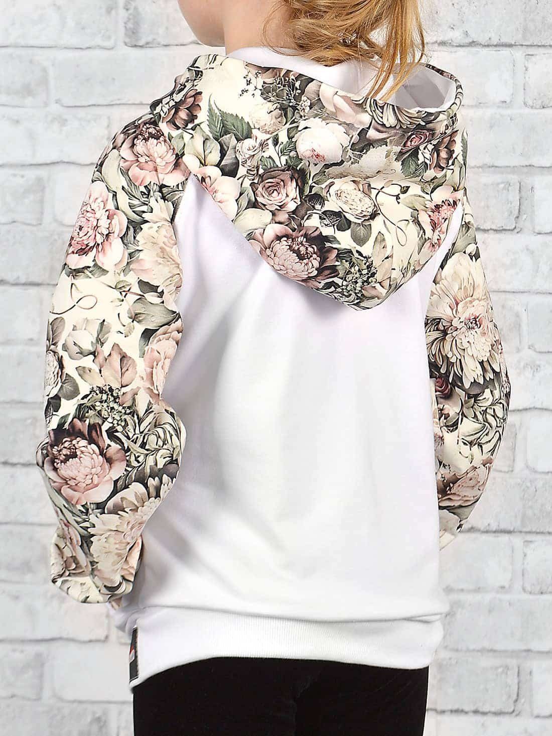 KMISSO Kapuzensweatjacke Mädchen Pullover mit Blumenmuster Weiß (1-tlg) Kapuze
