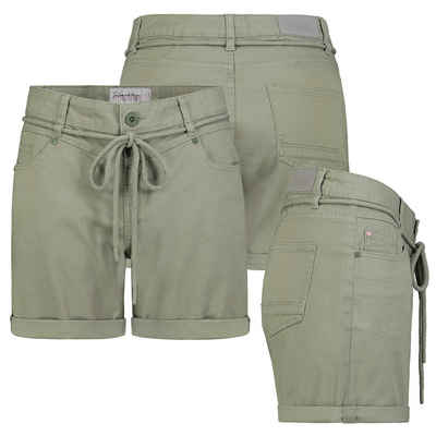 Stitch & Soul Bermudas Damen Short Bermuda kurze Hose Sommer Chino Stoff Hotpants mit Gürtel