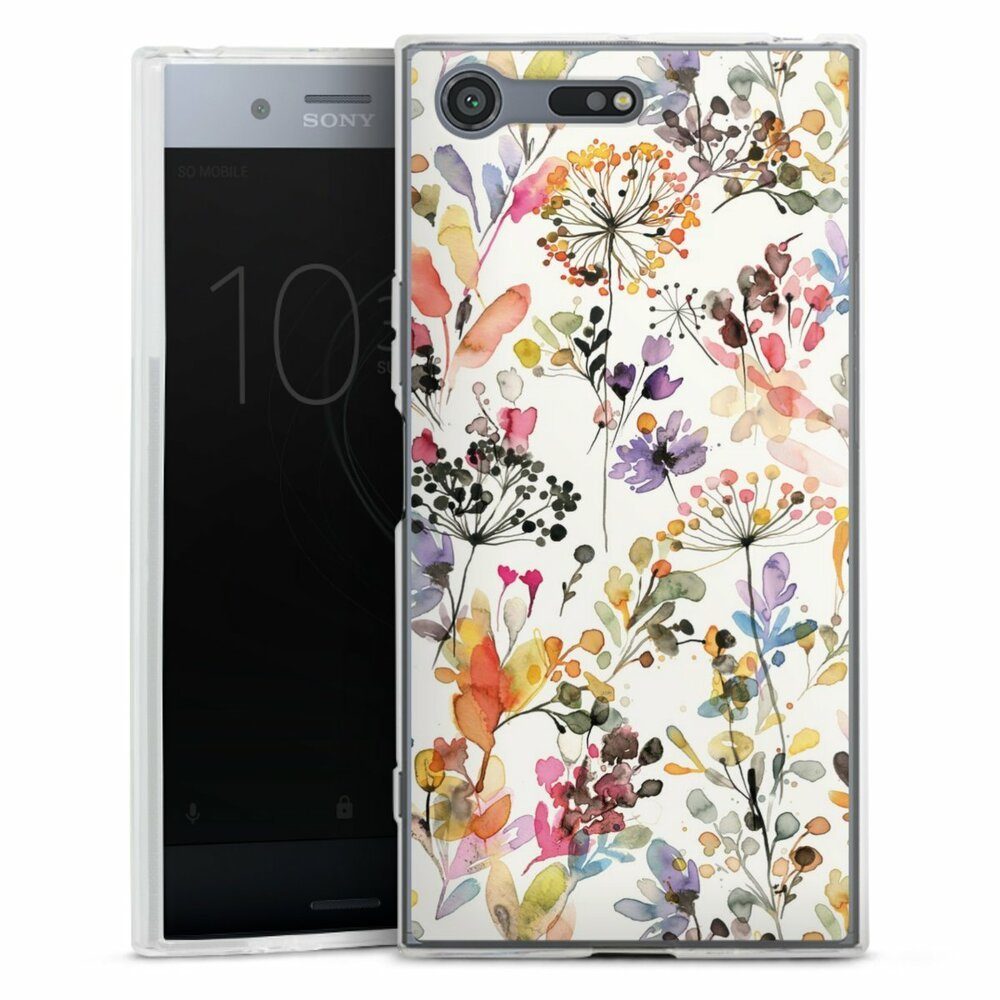 DeinDesign Handyhülle Blume Muster Pastell Wild Grasses, Sony Xperia XZ Premium Silikon Hülle Bumper Case Handy Schutzhülle