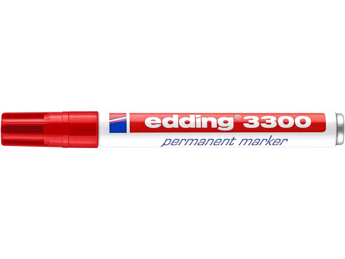 edding Permanentmarker Permanentmarker edding 3300 mit Keilspitze rot, nachfüllbar wisch und wasserfest lichtbeständig