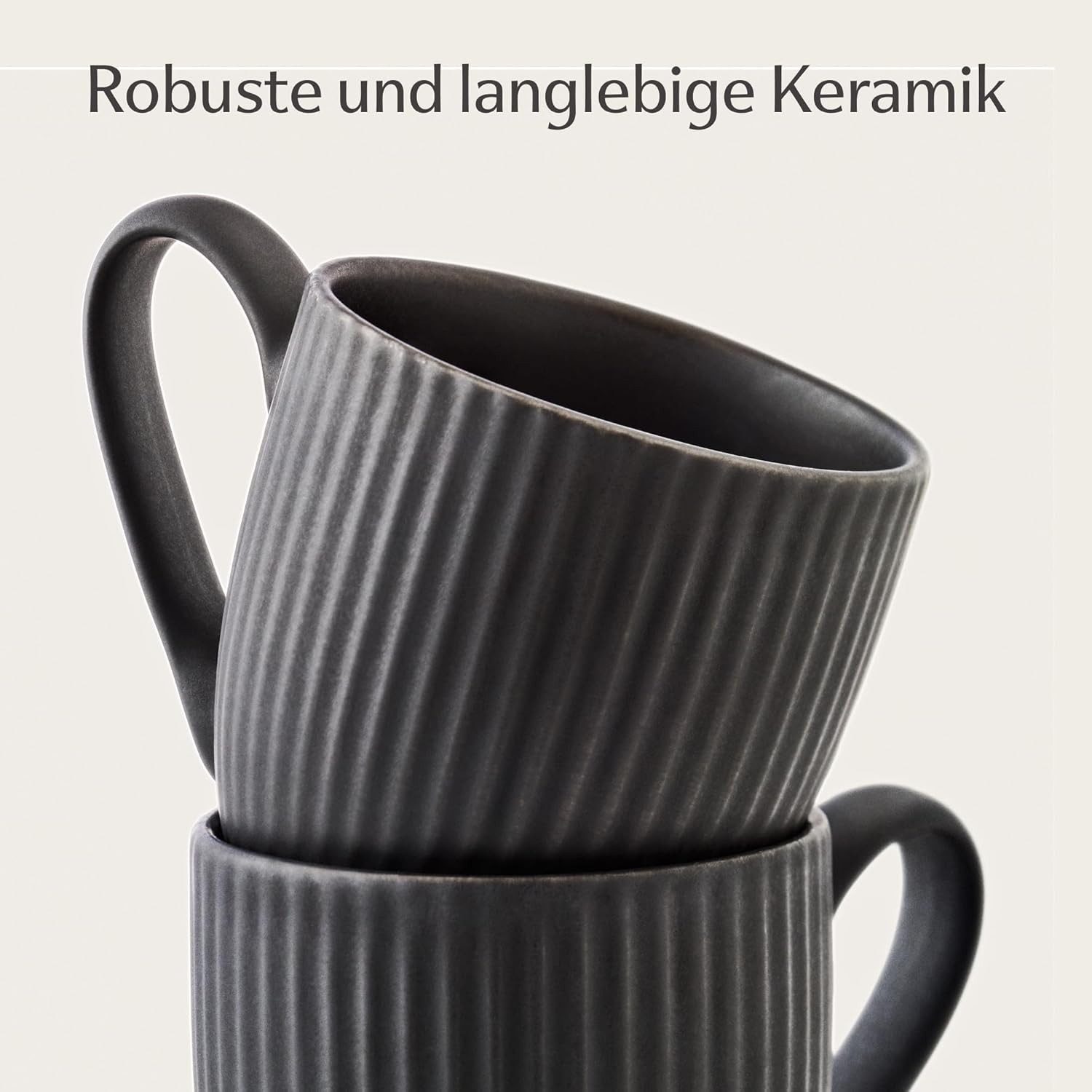 Cosumy Espressotasse Espressotassen Set 6er Schwarz Matt 90 ml mit Untertassen Mokkatassen, 12-tlg., Keramik, Handgefertigt, dickwandig, spülmaschinen- & mikrow – Bild 4 von 5