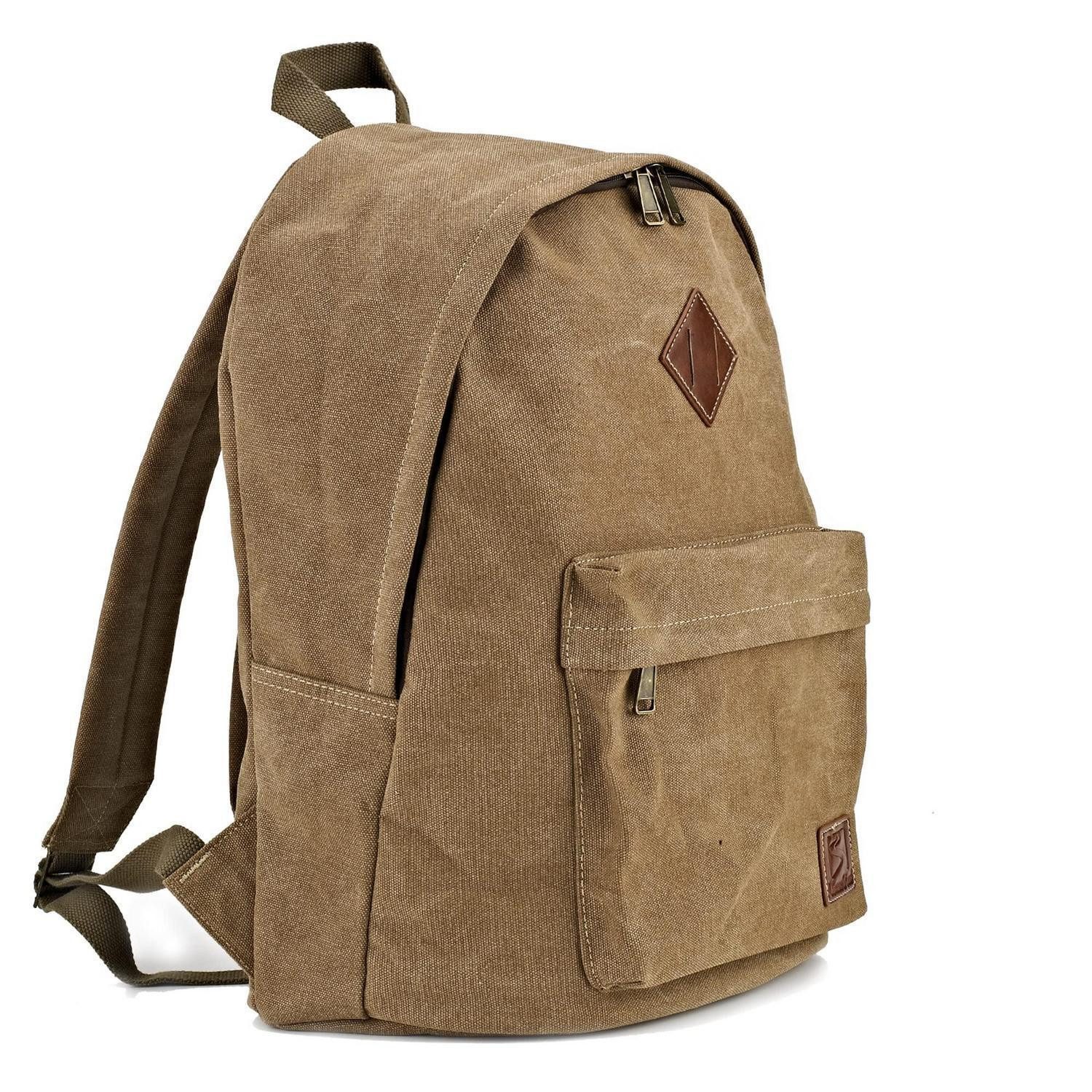 LuxusKollektion Schulrucksack Rucksack Canvas Vintage Braun 28L