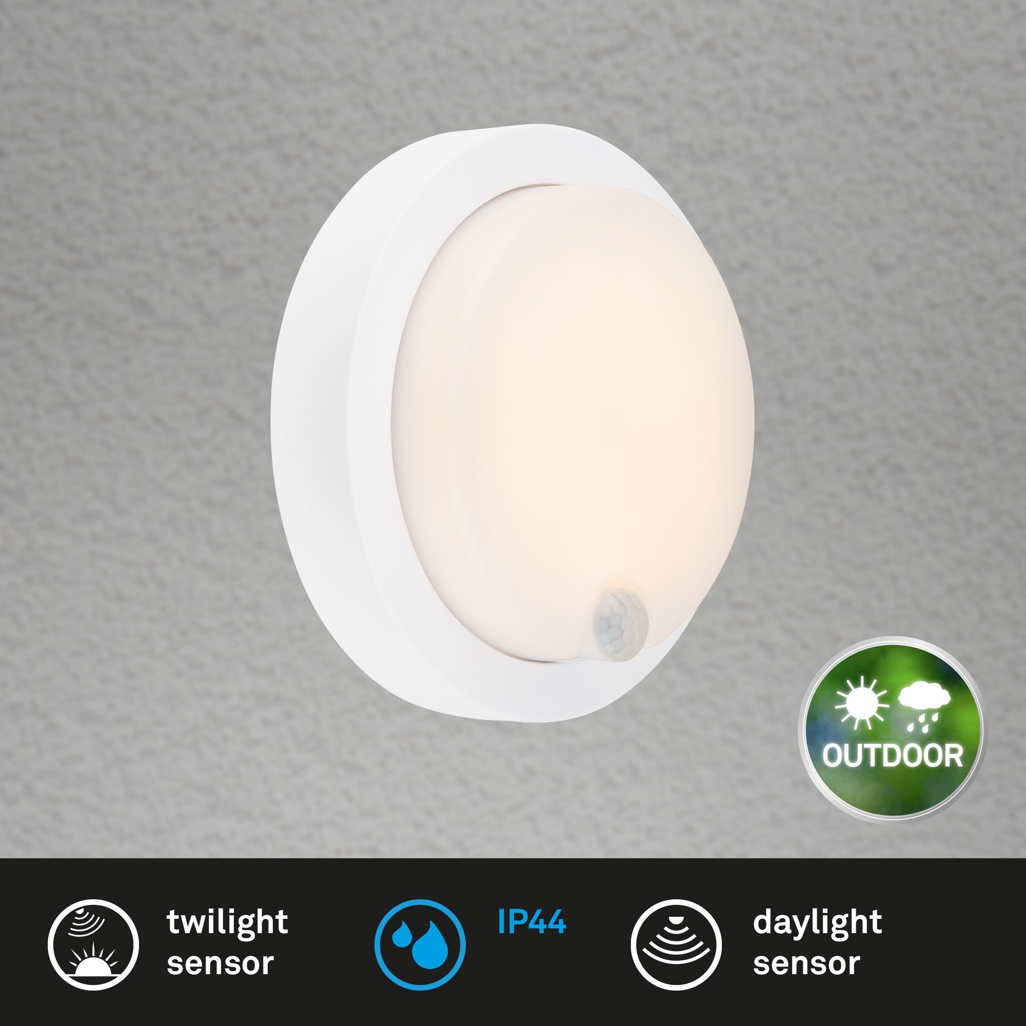 Briloner Leuchten LED Außen-Wandleuchte Akku mit Bewegungsmelder ohne Stromanschluss Outdoor IP44, LED fest integriert, 3000K - Warmweiß