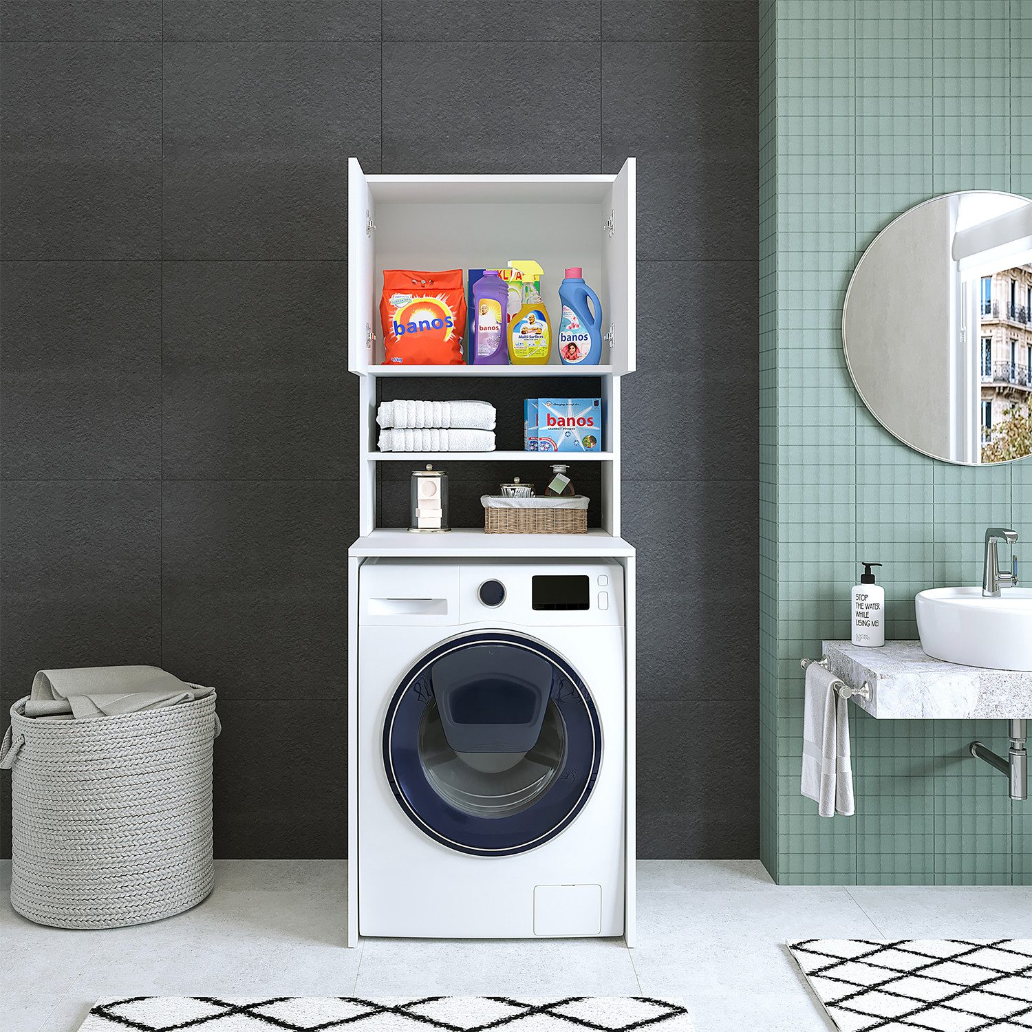 Roomart Waschmaschinenumbauschrank (Waschmaschinenschrank Überbauschrank Ha günstig online kaufen