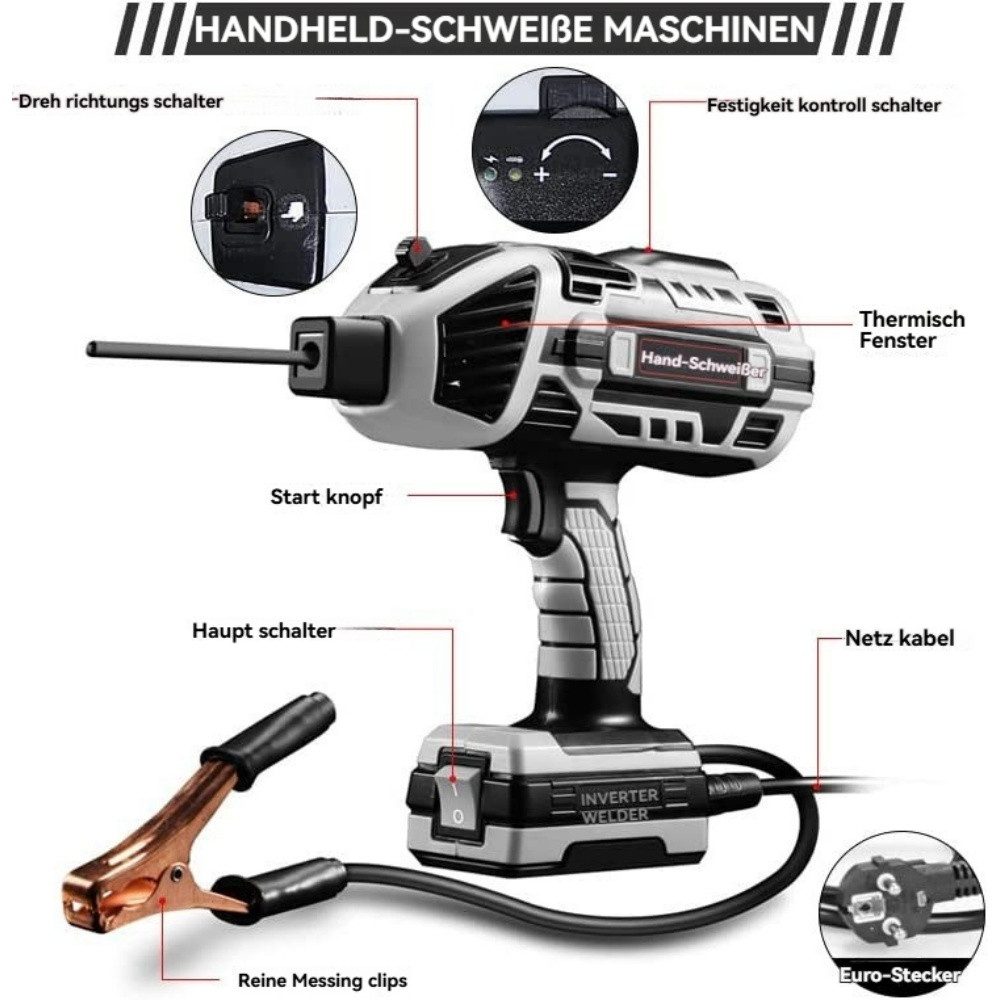POPOLIC Elektroschweißgerät Elektroschweißgerät, Handschweißgerät, IGBT-Inverter, 1-tlg., Passend für Metallständer, als Geschenk für Vater/Mann/Sohn