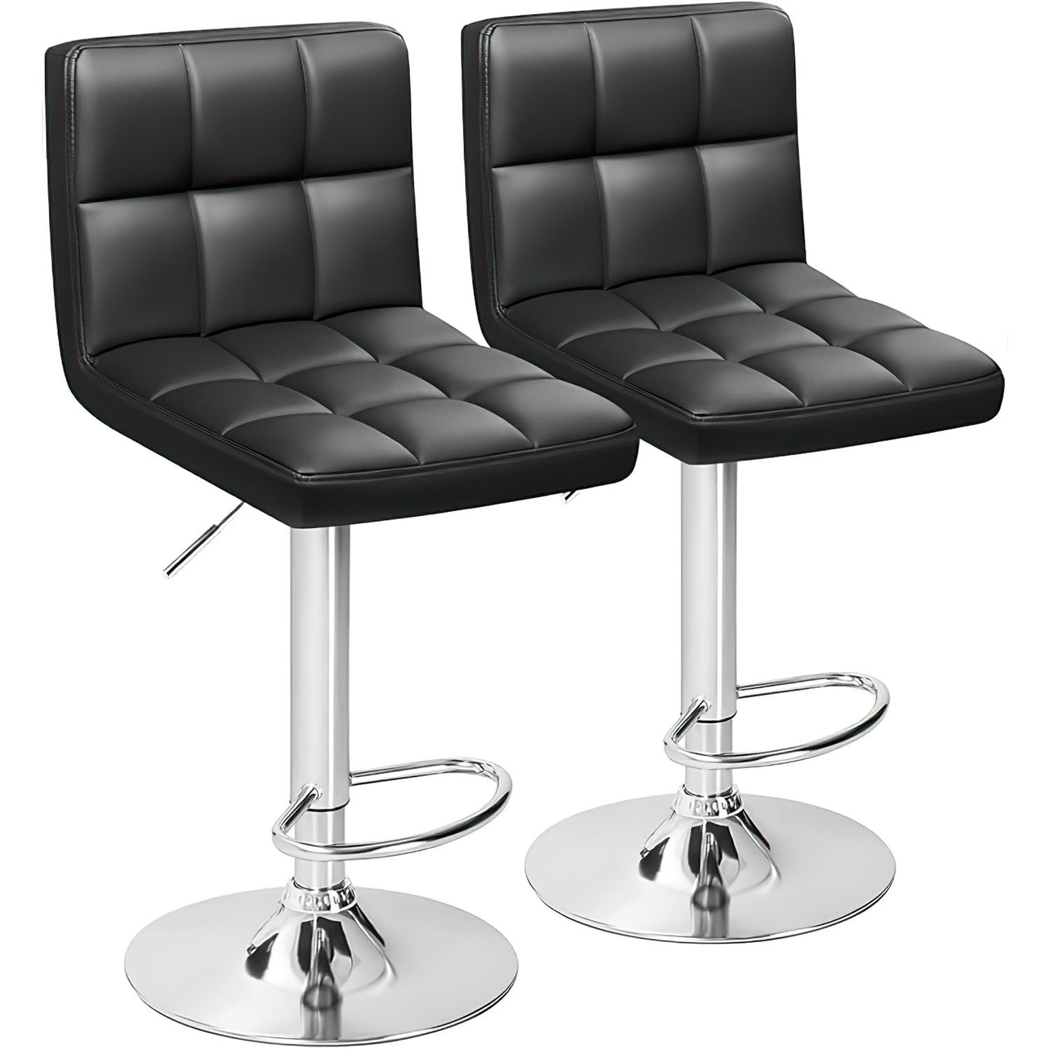 Barhocker 2er Set Höhenverstellbar PU-Leder mit Lehne Barstuhl Bar Hocker Stool