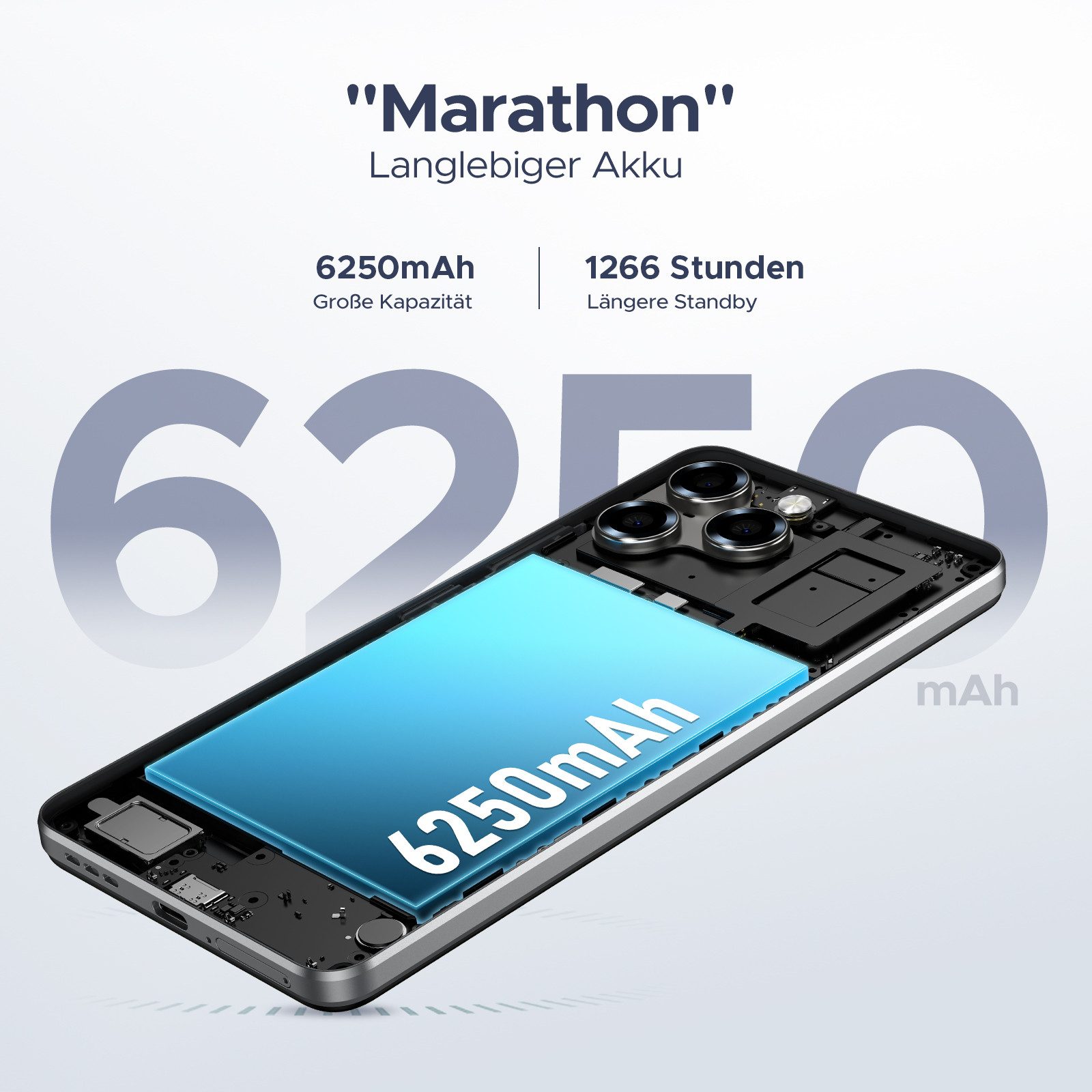 DOOGEE NOTE58, Handy ohne Vertrag, 128GB/2TB TF, 6250mAh, 6.75" HD, 90Hz Smartphone (17,1 cm/6.75 Zoll, 128 GB Speicherplatz, 8 MP Kamera, 6.75" HD+ 16MP+8MP, Dual SIM 4G Simlockfreie Handys,OTG, GPS, Face ID)