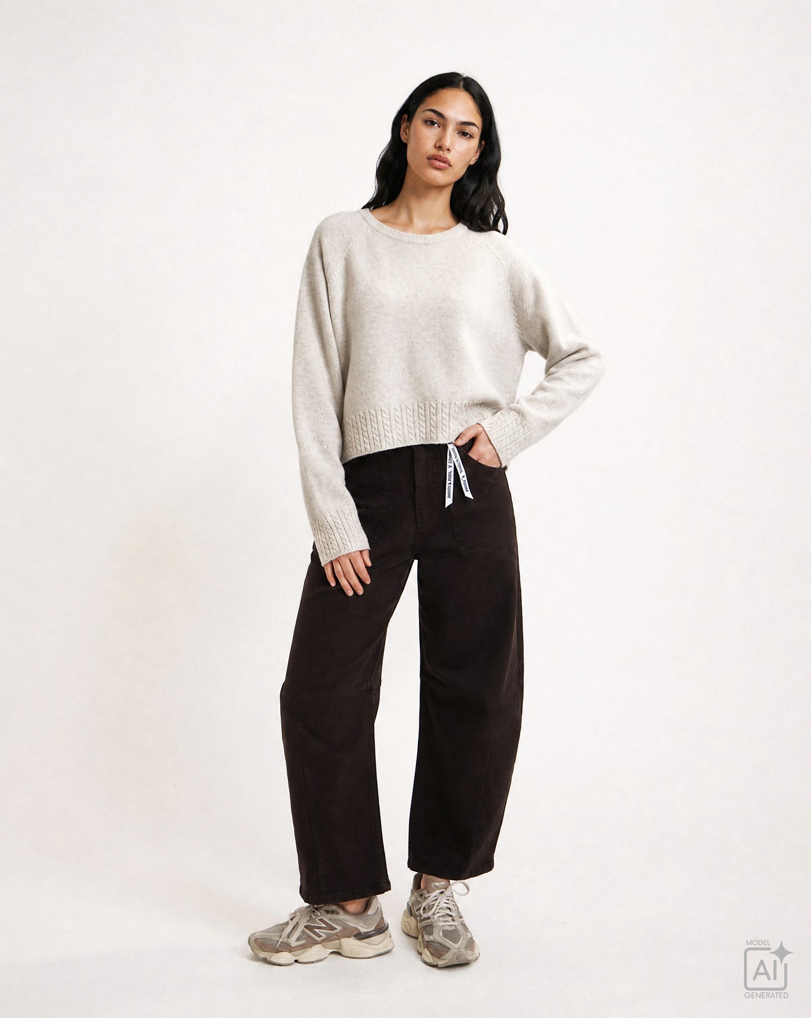 Smith & Soul Rundhalspullover mit hohem Woll-Anteil, Zopfstrick-Details