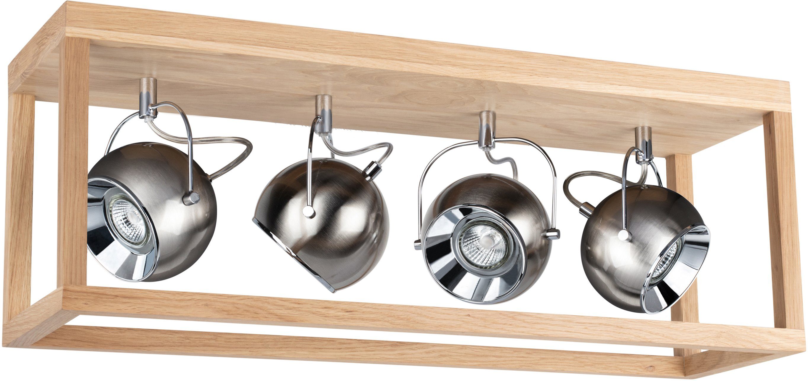 SPOT Light LED Deckenleuchte ROY, LED wechselbar, Warmweiß, Inklusive LED-Leuchtmittel, Naturprodukt aus Eichenholz