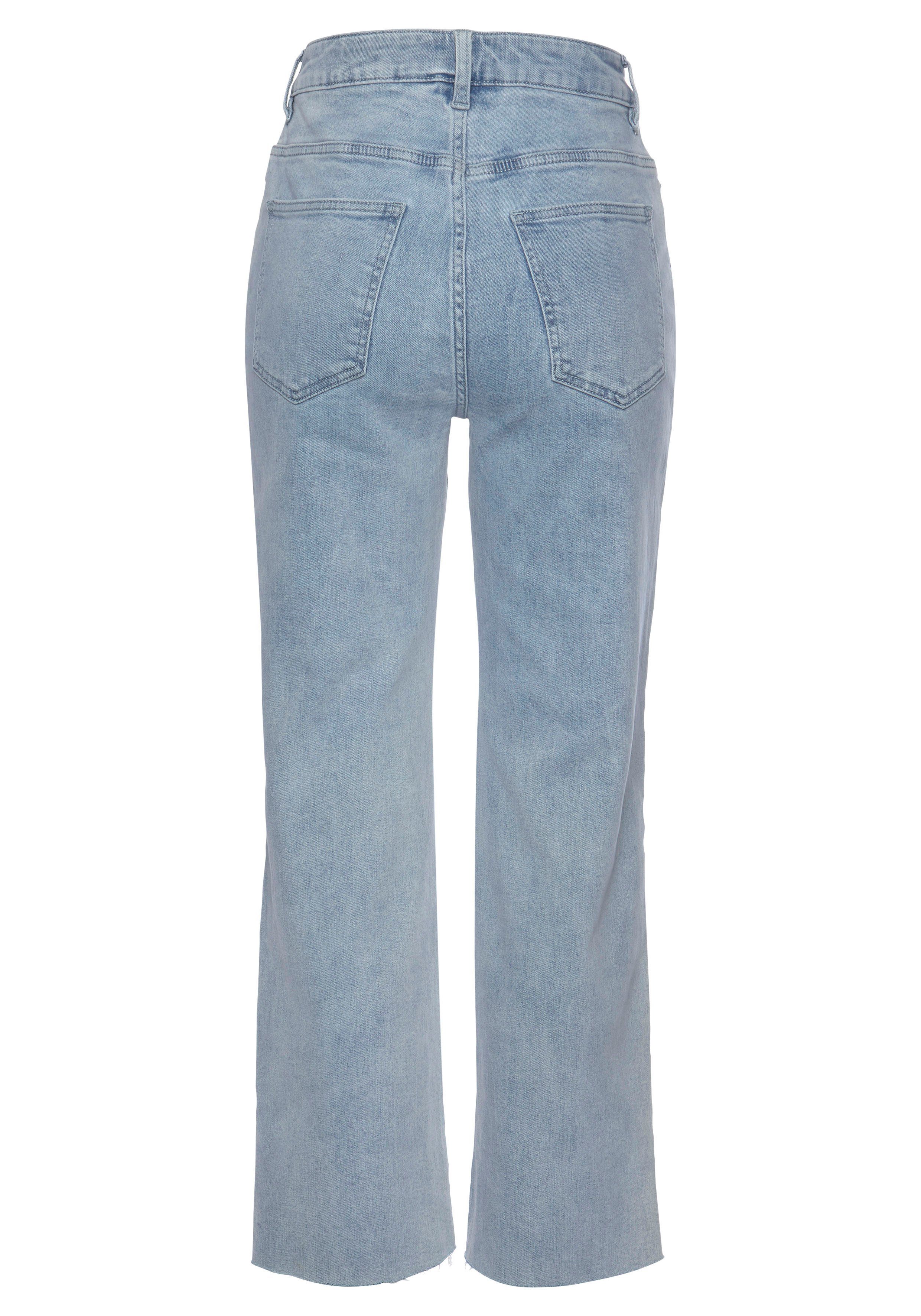Buffalo Weite Jeans aus weichem Baumwoll-Denim leicht ausgefranster Beinabschluss, Culotte in 7/8-Länge, bequem – Bild 4 von 5