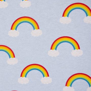 Vorhang SCHÖNER LEBEN. Vorhang Wolken Regenbogen hellblau bunt 245cm, SCHÖNER LEBEN., Smokband (1 St), blickdicht, Baumwolle, handmade, made in Germany, vorgewaschen