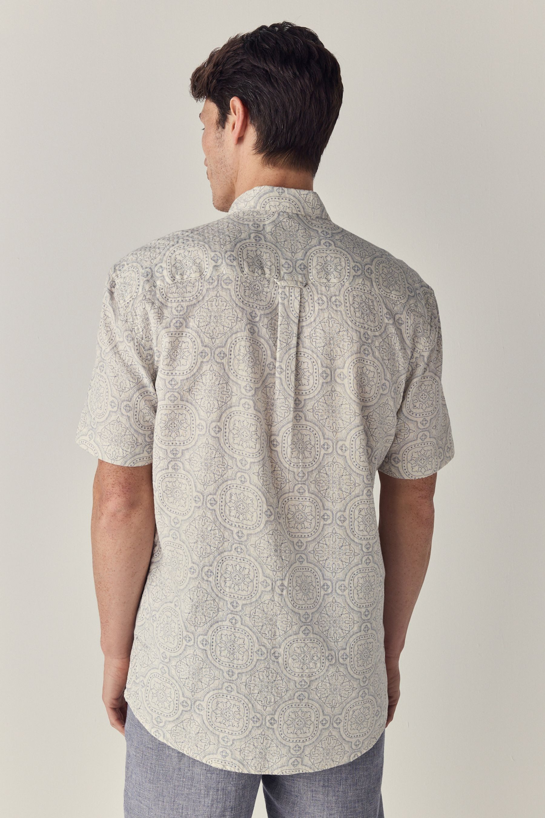 Next Kurzarmhemd Kurzarm-Hemd aus 100 % Baumwolle mit Kachelmuster (1-tlg) günstig online kaufen