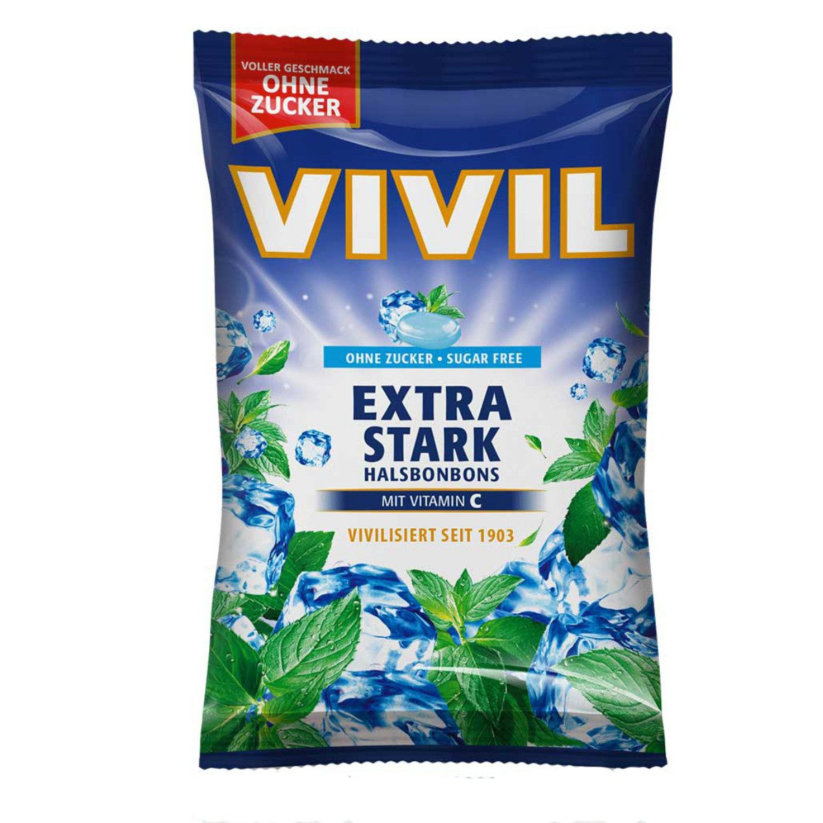 VIVIL Süßigkeit, Vivil Halsbonbons Extra Stark ohne Zucker mit Vitamin C 120g