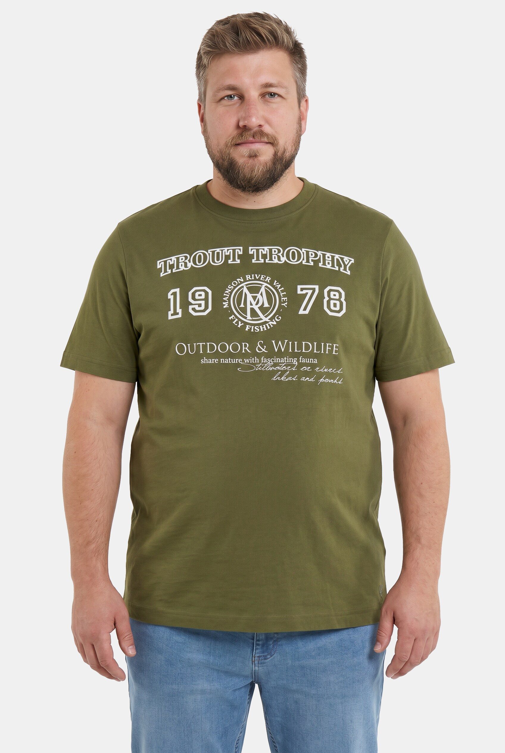 Men Plus T-Shirt T-Shirt Halbarm Brustprint