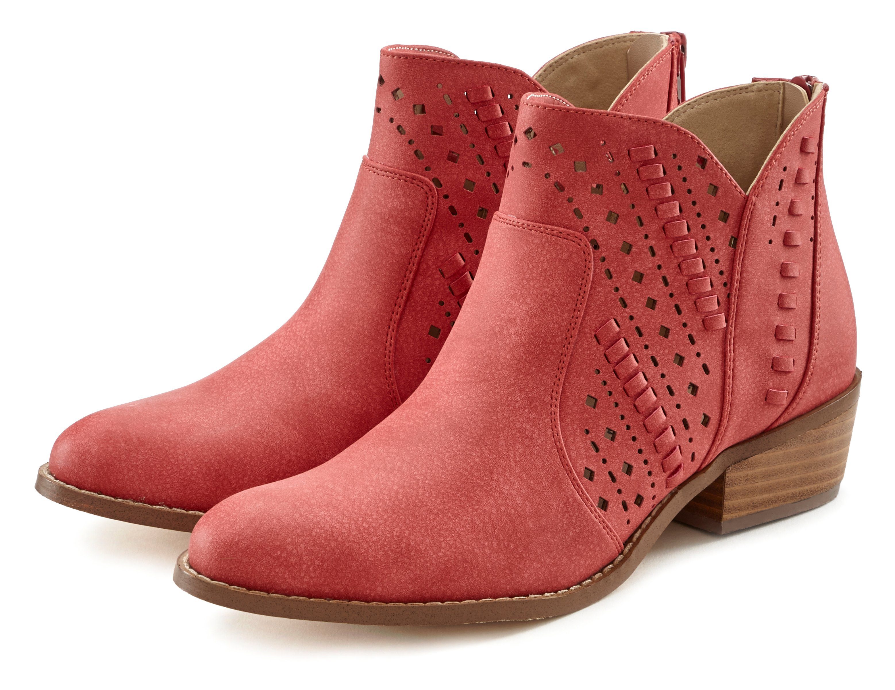 LASCANA Westernstiefelette mit modischen Cut-Outs, Cowboy-Boots, Ankle Stiefelette VEGAN