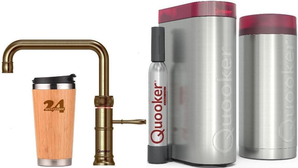 QUOOKER Küchenarmatur QUOOKER CLASSIC FUSION SQUARE COMBI+ B mit CUBE 2 (22+CFSPTNCUBE) (2-St) 100°C Kochendwasserhahn mit Trinkwassersystem