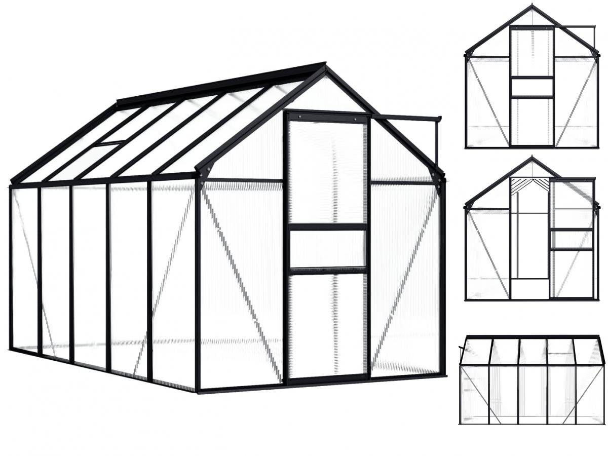 vidaXL Gewächshaus Gewächshaus Anthrazit Aluminium 5,89 m²