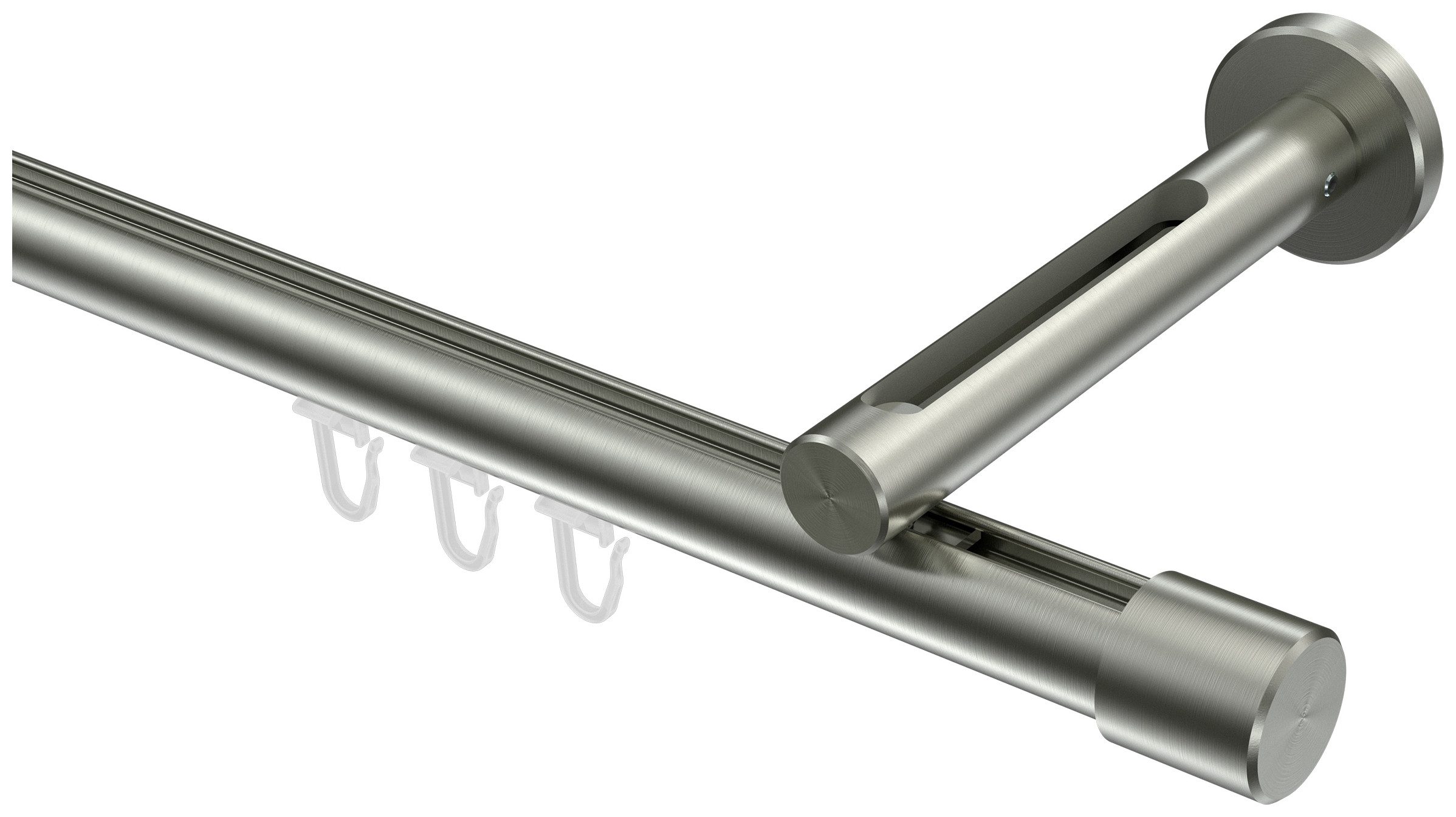 INTERDECO Innenlaufschiene Siteno Santo, Ø 20 mm, 1-läufig, Fixmaß, kürzbar, Wandmontage, Aluminium, Edelstahl-Optik